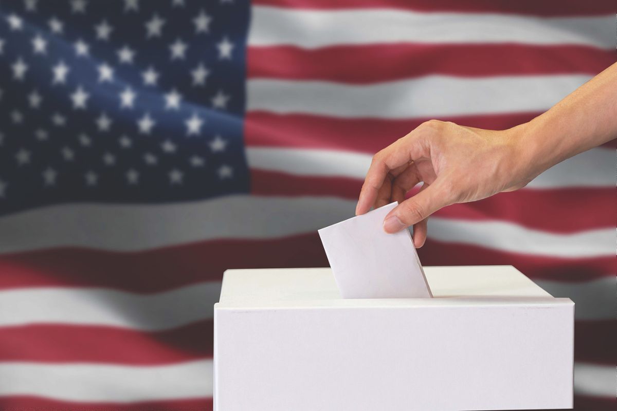 Ballot in front of the American Flag