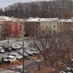Overview of The Wharf parking lot in downtown Staunton.