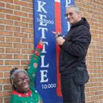 Lieutenants Douglas and Sharon Ingold fill in their chart marking how much money has been raised.