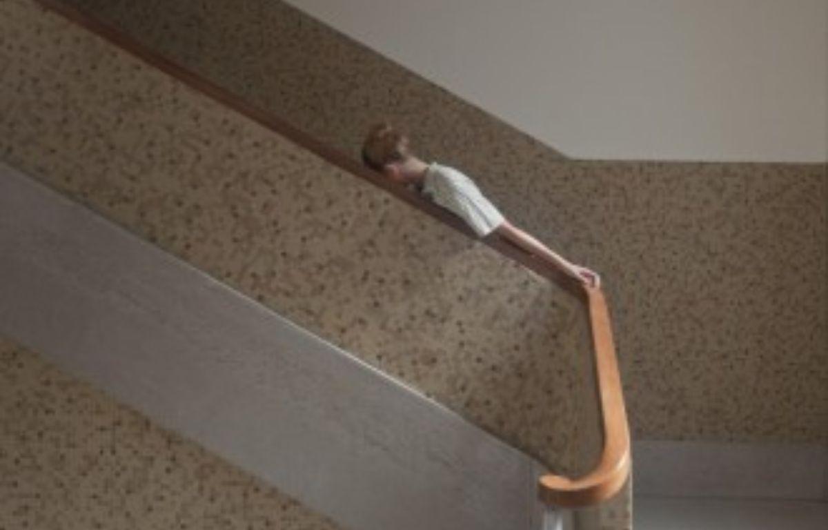 Boy standing on the stairwell