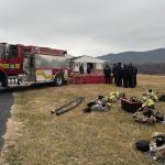 Rockingham County Fire officials practicing extinguishing fires.