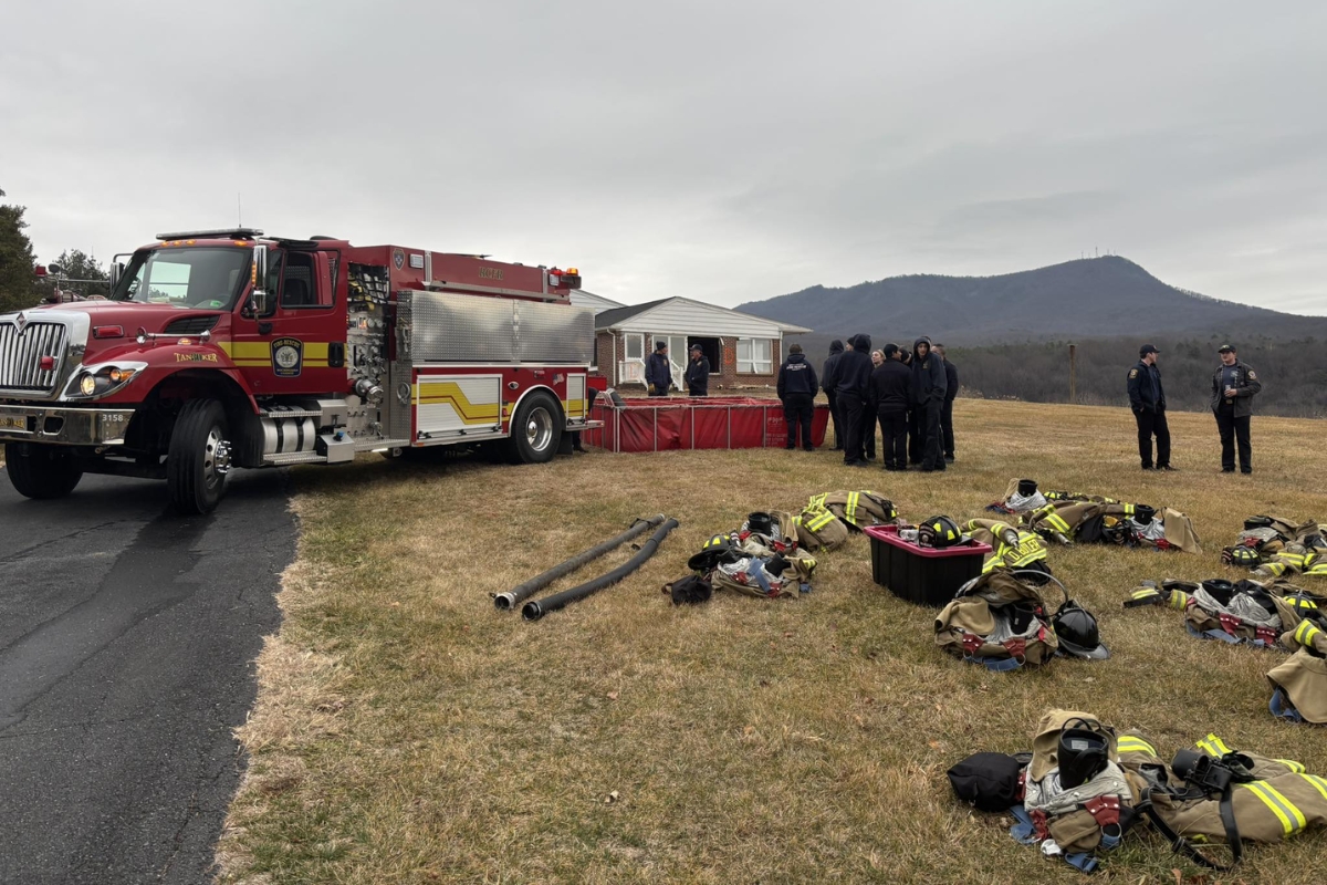 Rockingham County Fire officials practicing extinguishing fires.