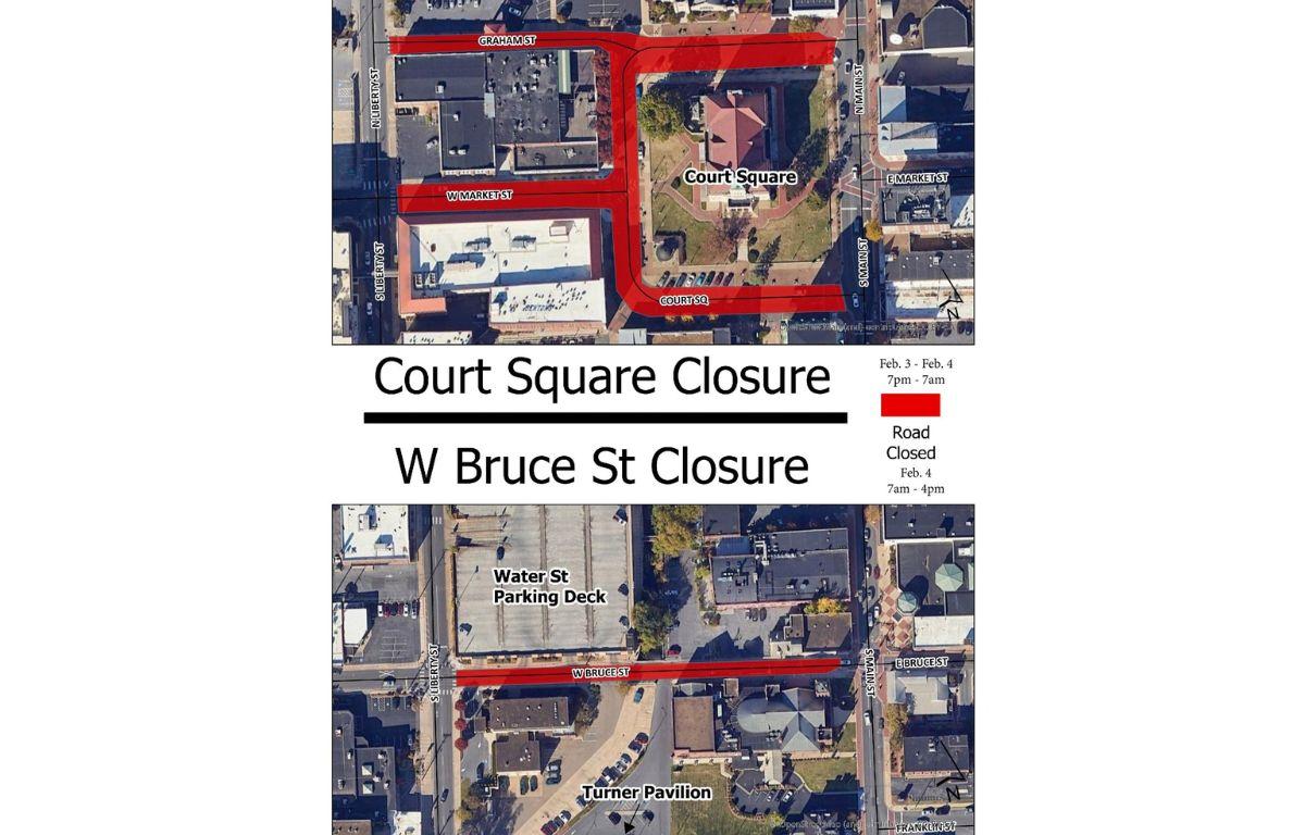 Map of downtown street closures