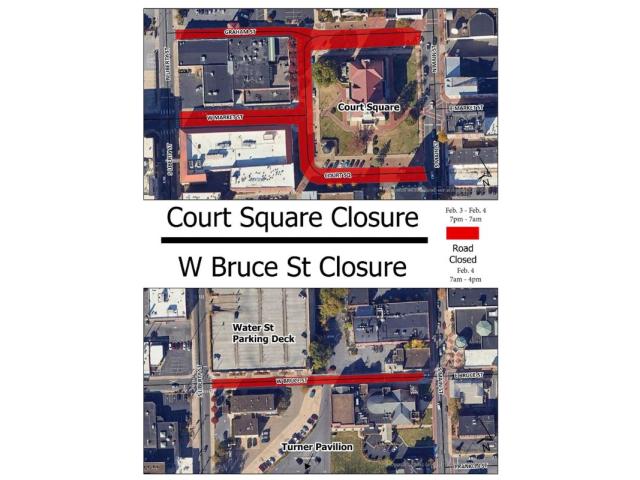 Map of downtown street closures