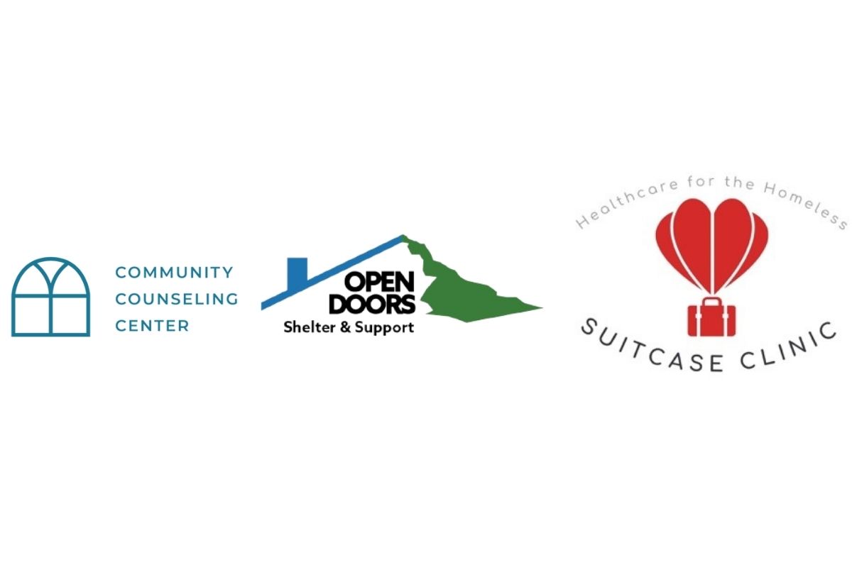 Community Counseling Center, Open Doors and Suitcase Clinic logos