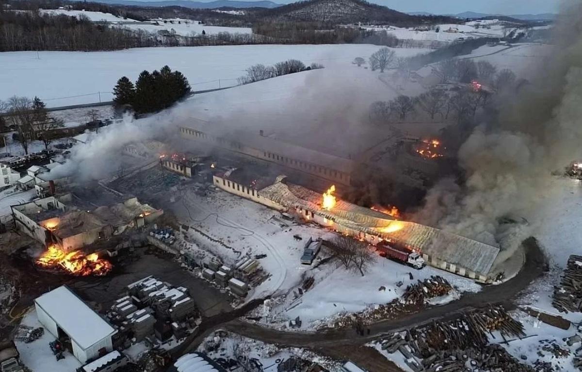 Overhead view of fire.