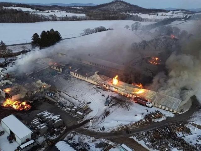 Overhead view of fire.
