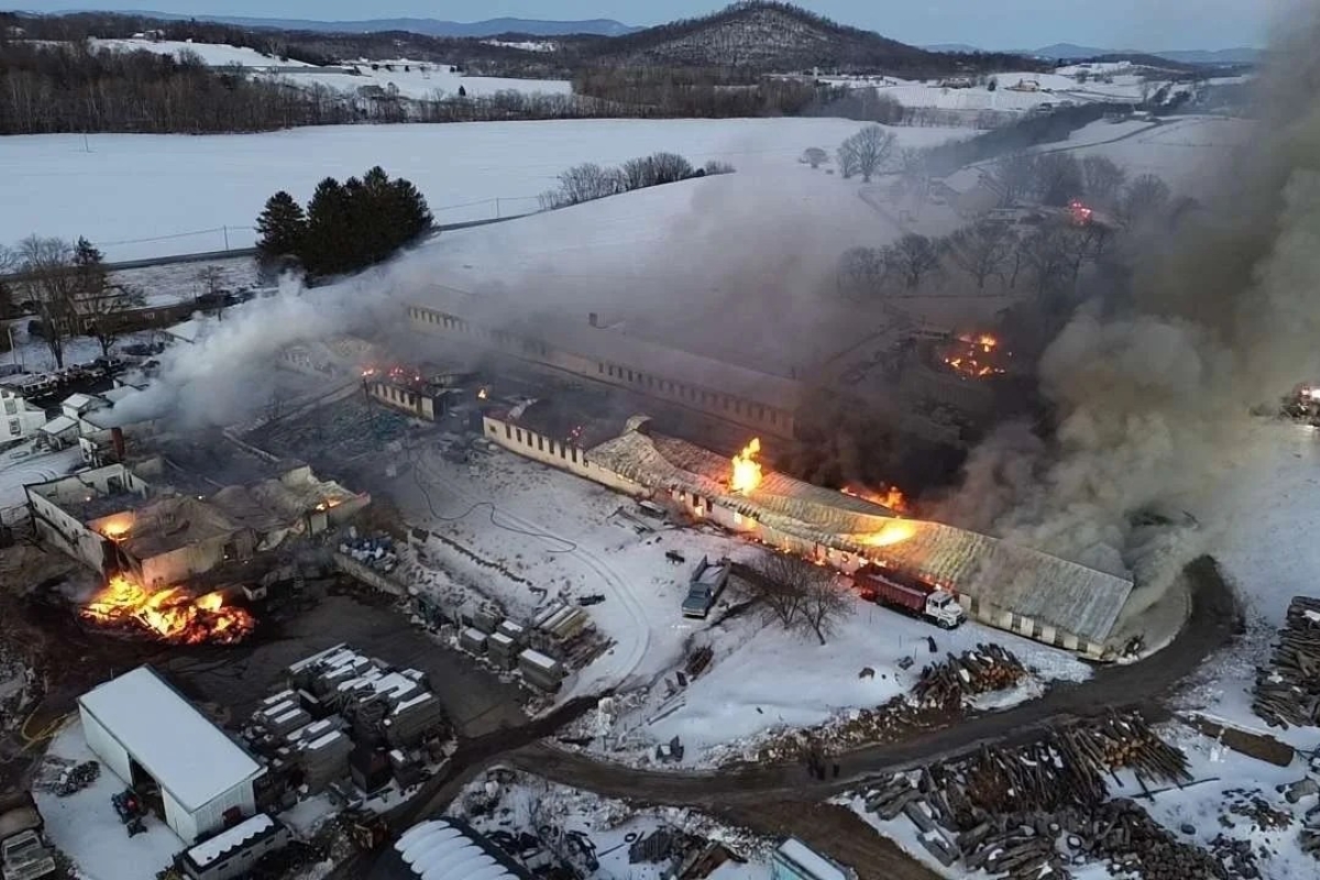 Overhead view of fire.
