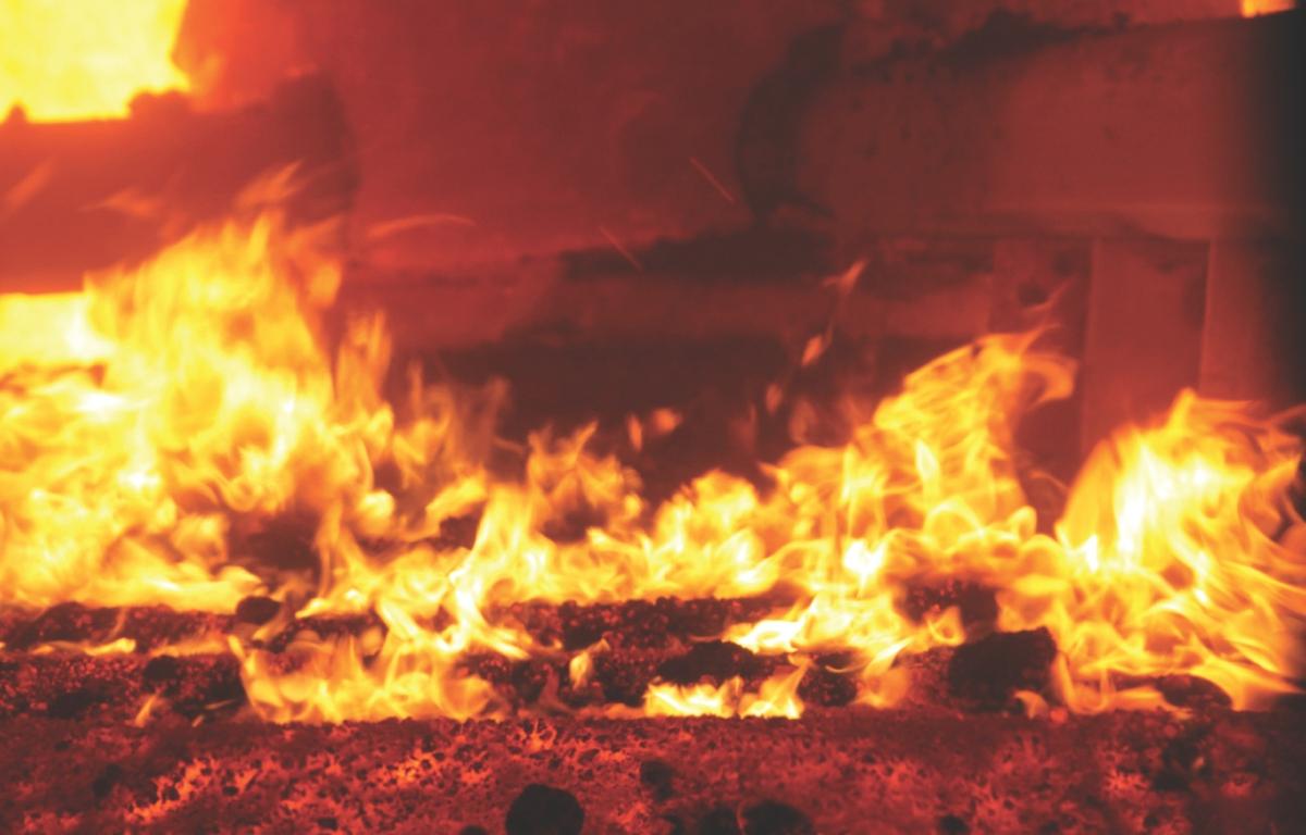 Up close of a log on fire