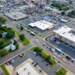 A bird's eye view of North Mason Street in Harrisonburg.
