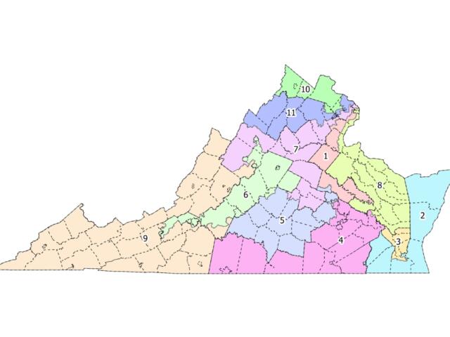 The proposed redistricting map for Virginia.