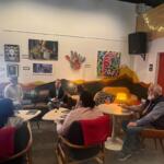 Former Congressman Tom Perriello with Harrisonburg community members