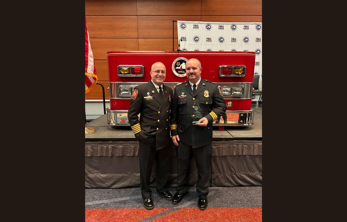 Harrisonburg Fire Department Interim Deputy Chief of Operations Zebulon Lilly (right) with HFD Chief Matthew Tobia at the Virginia Fire Chiefs Association Conference.