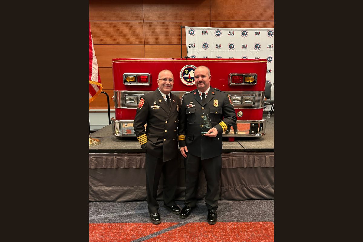 Harrisonburg Fire Department Interim Deputy Chief of Operations Zebulon Lilly (right) with HFD Chief Matthew Tobia at the Virginia Fire Chiefs Association Conference.