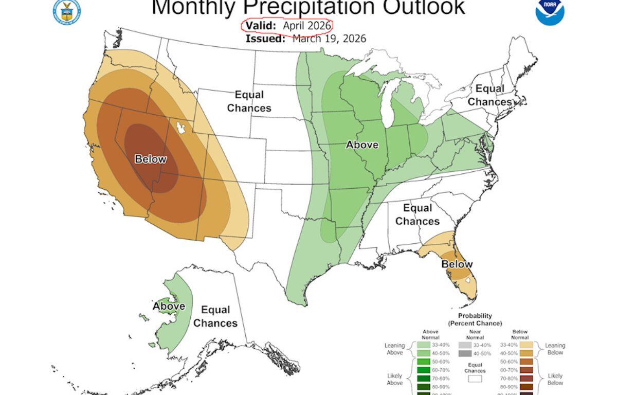 “The National Oceanic and Atmospheric Administration is calling for precipitation in our region to be above average in April.”