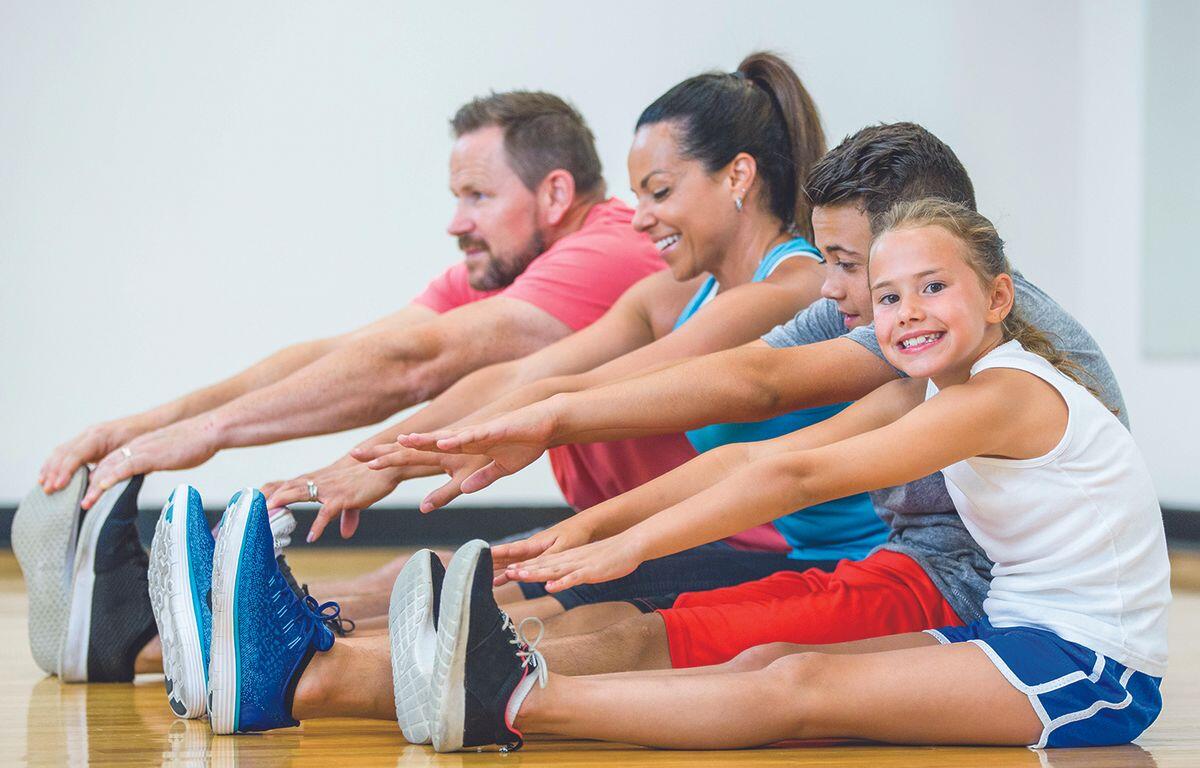 A family exercising