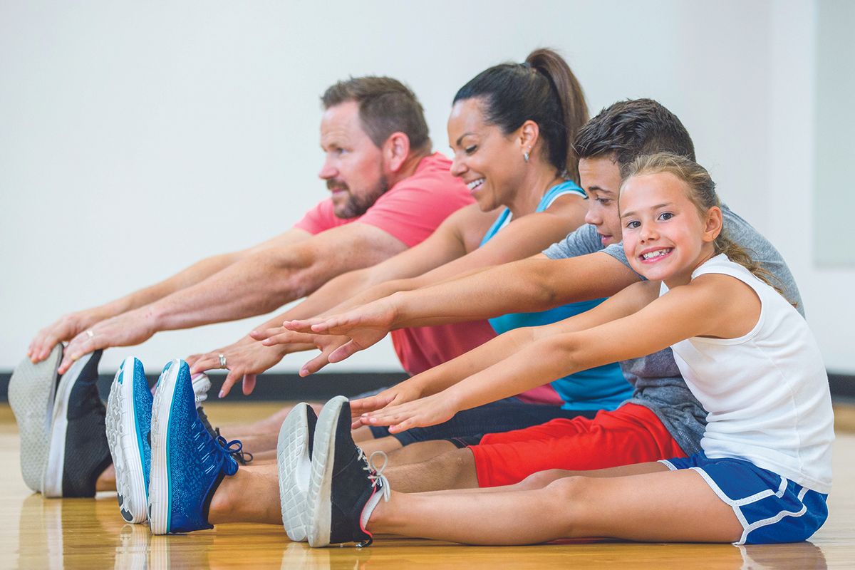 A family exercising