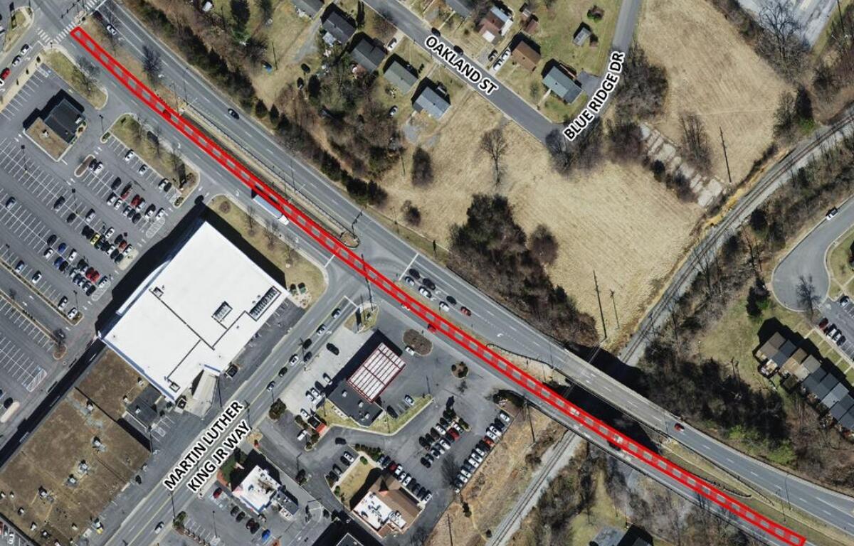 An overhead map of East Market Street