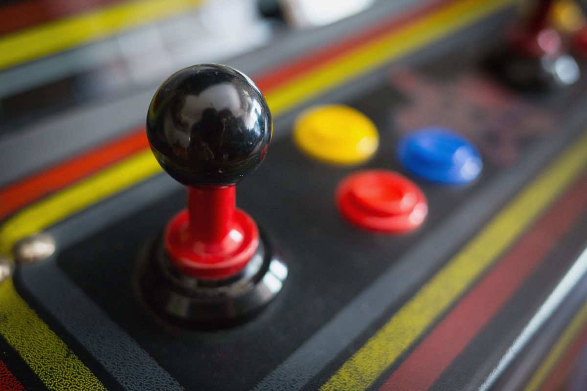 Joystick of a vintage arcade videogame