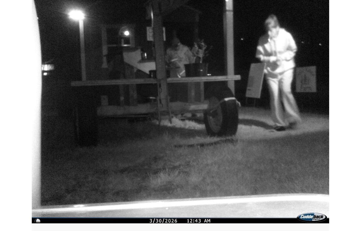 Two individuals reportedly stealing from a produce stand