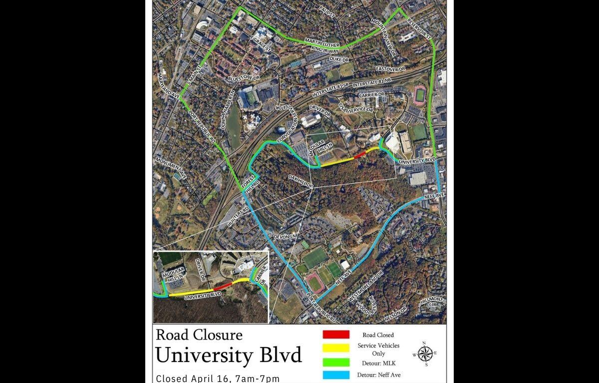 University Blvd Closure Map