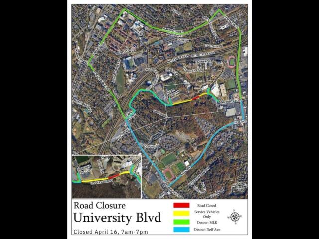 University Blvd Closure Map