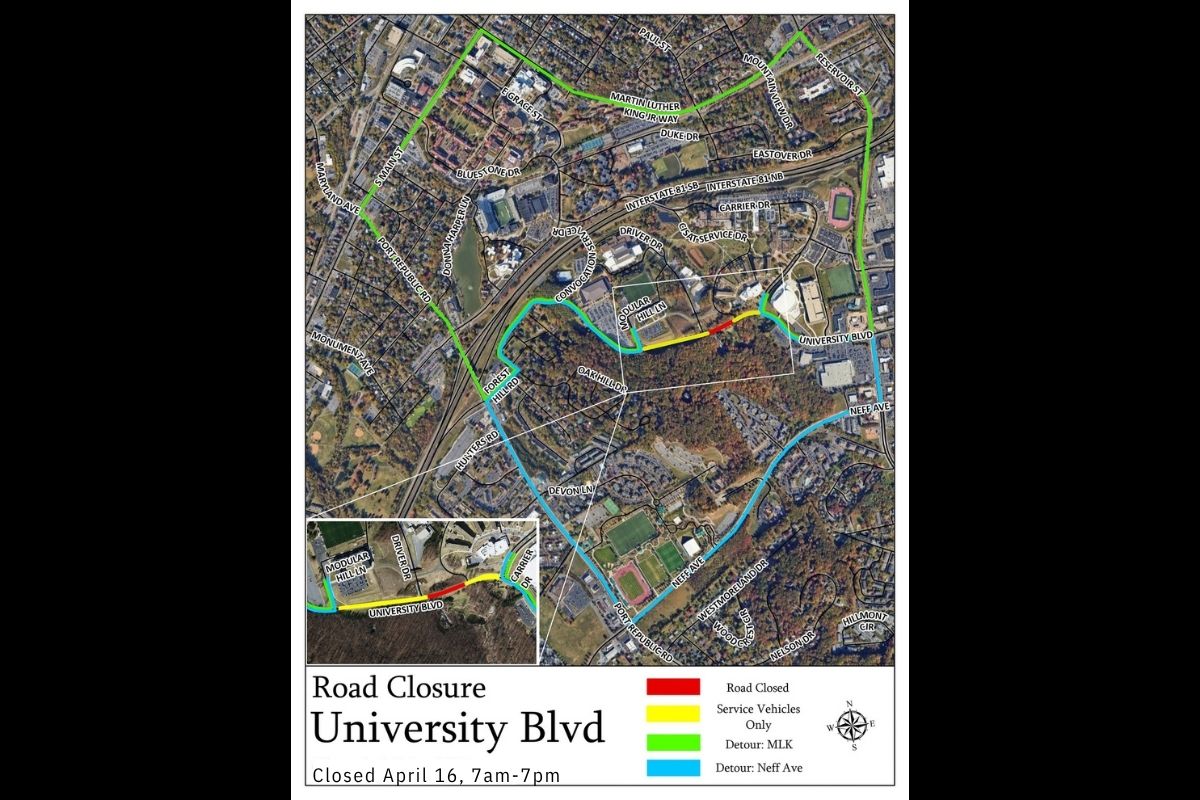 University Blvd Closure Map