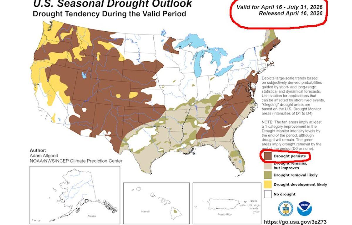 US Seasonal Drought Outlook map