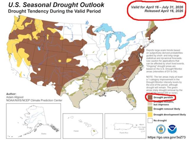 US Seasonal Drought Outlook map
