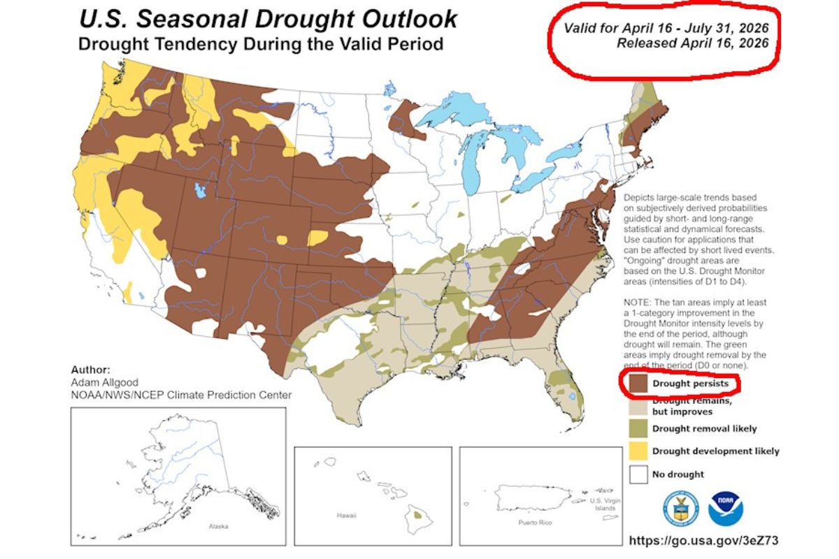 US Seasonal Drought Outlook map