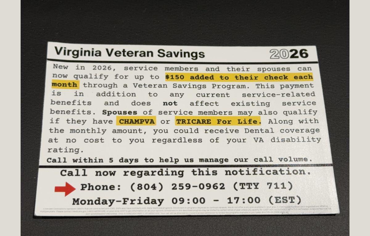 Scam Veteran Postcard
