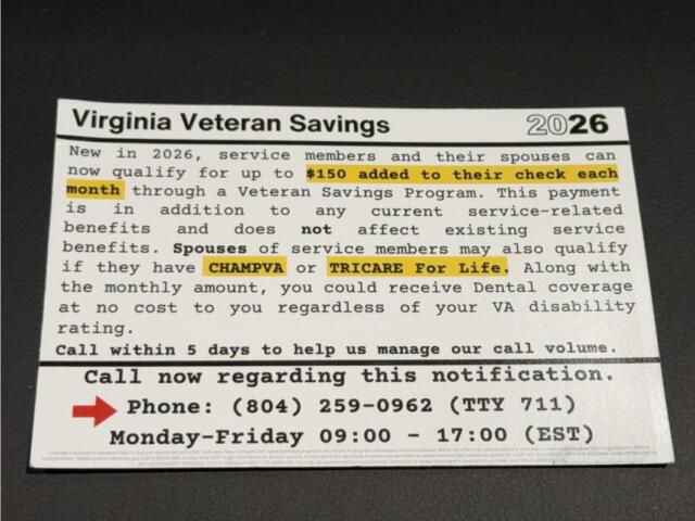 Scam Veteran Postcard