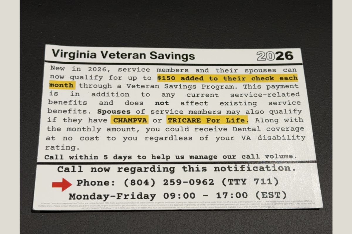 Scam Veteran Postcard
