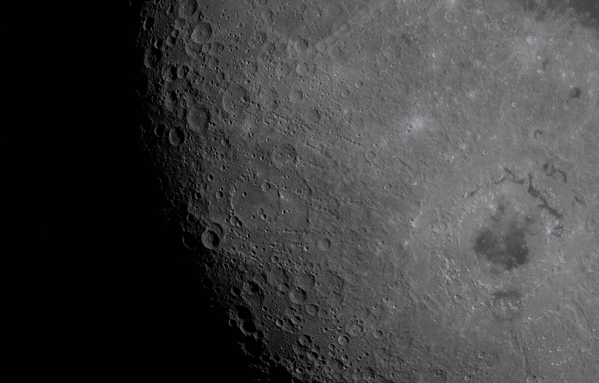 A view of the moon with the Carroll Crater.