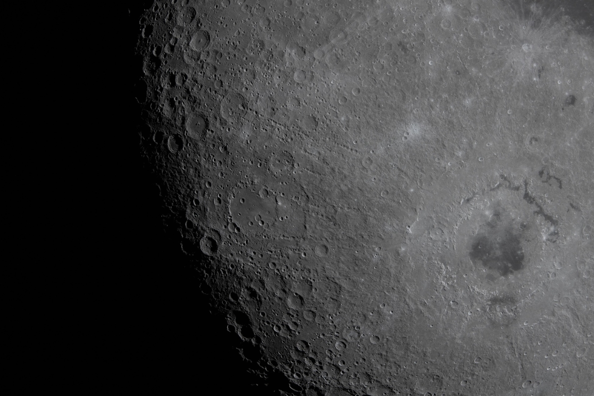 A view of the moon with the Carroll Crater.