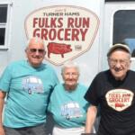 Miles, Marcella, and Miles' brother Garnett (original owner of Fulks Run Grocery) in 2018 after the unveiling of the new logo and the Ham Van.