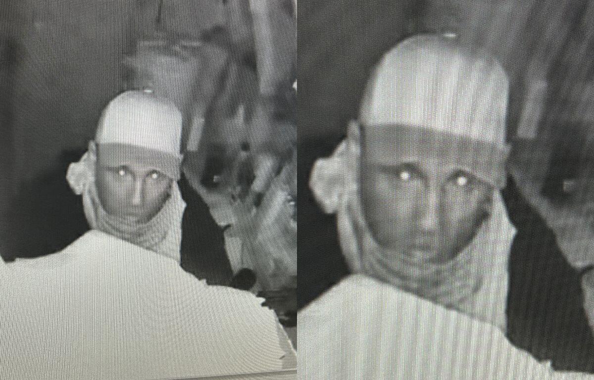 Two photos of a suspect in Augusta County breaking and entering
