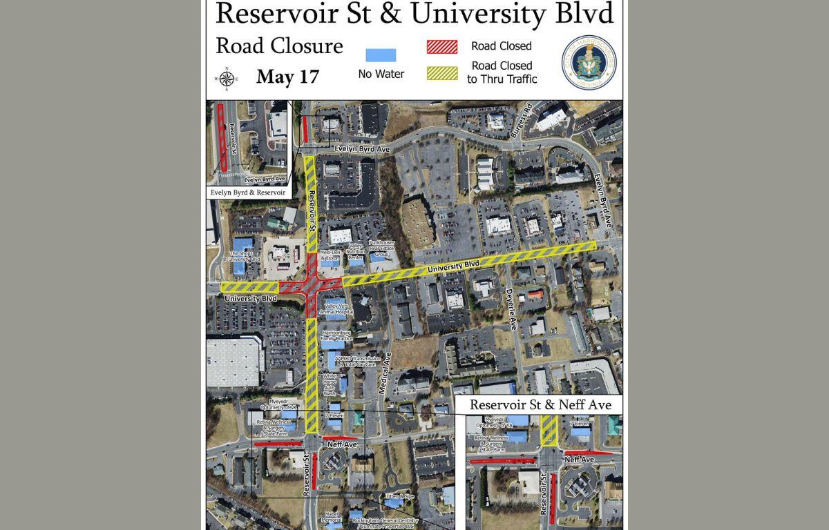 Reservoir Street and University Boulevard closure map