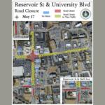 Reservoir Street and University Boulevard closure map