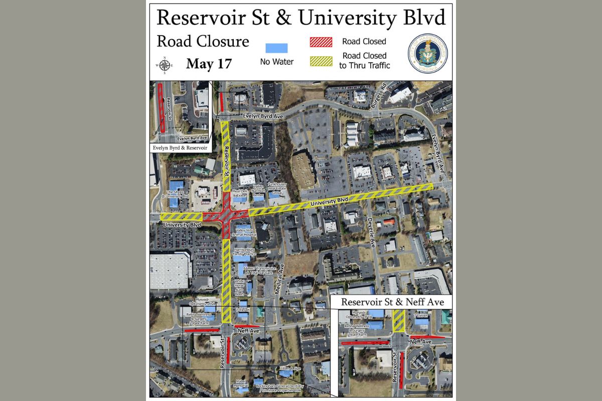 Reservoir Street and University Boulevard closure map