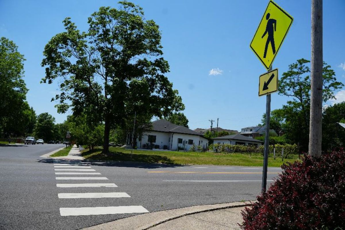 The crosswalk at Mount Clinton Pike and College Avenue.