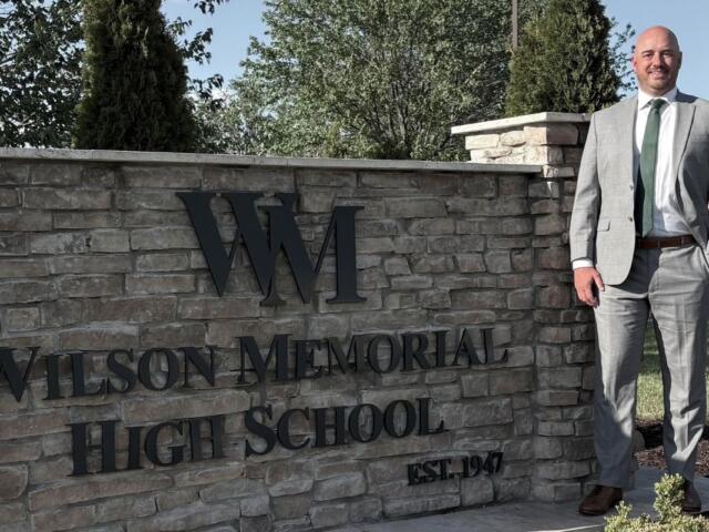 Matthew Hopewell outside of Wilson Memorial High School