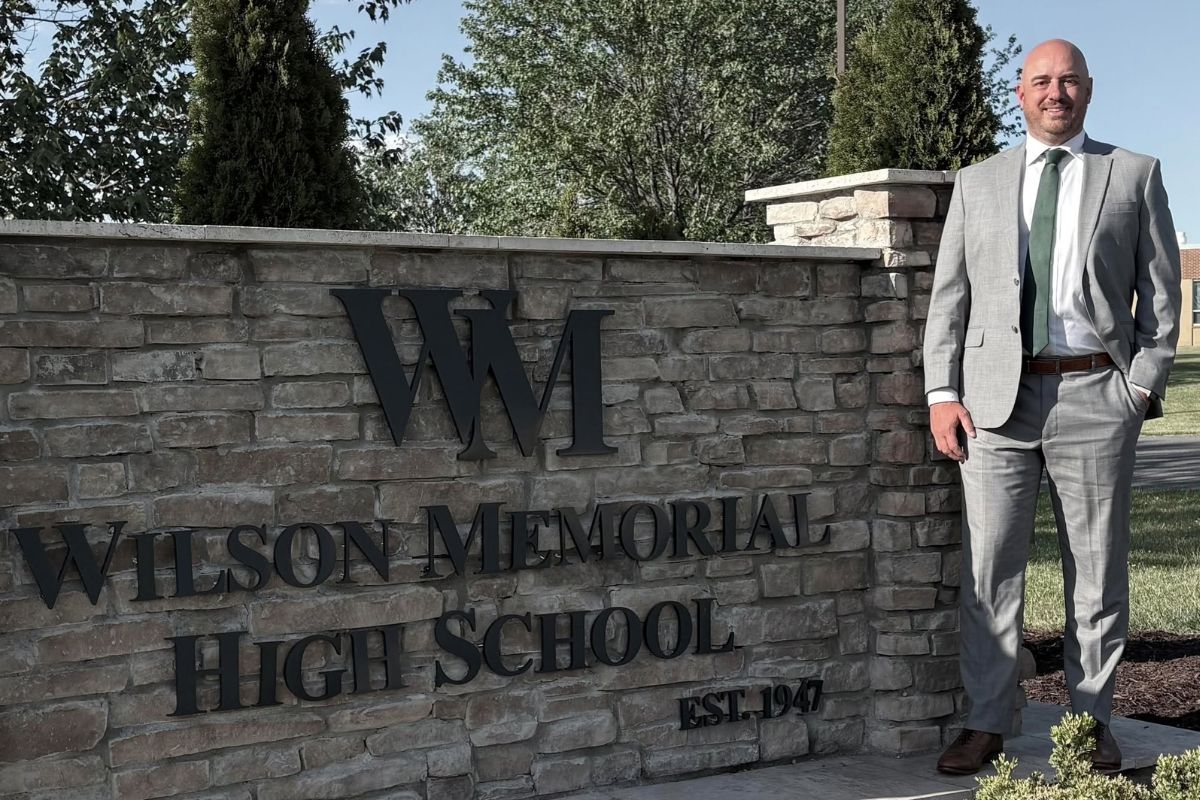 Matthew Hopewell outside of Wilson Memorial High School