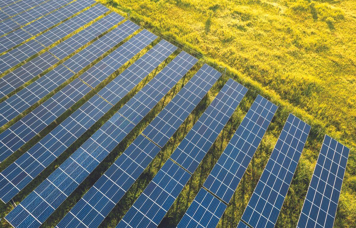 Solar panels in a field