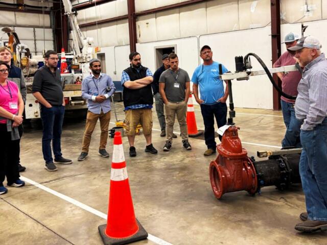 Citizen Academy visits the Harrisonburg Public Utilities shop to check out waterline infrastructure.