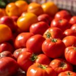 Tomatoes on a table