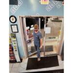 Man entering a gas station