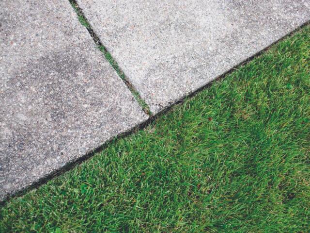 Sidewalk with grass nearby