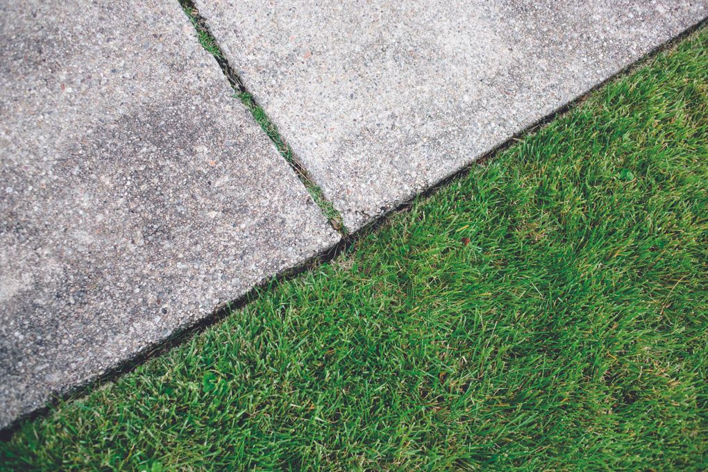 Sidewalk with grass nearby