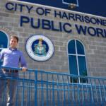 Jonathan Dean in front of the Harrisonburg Public Works entrance
